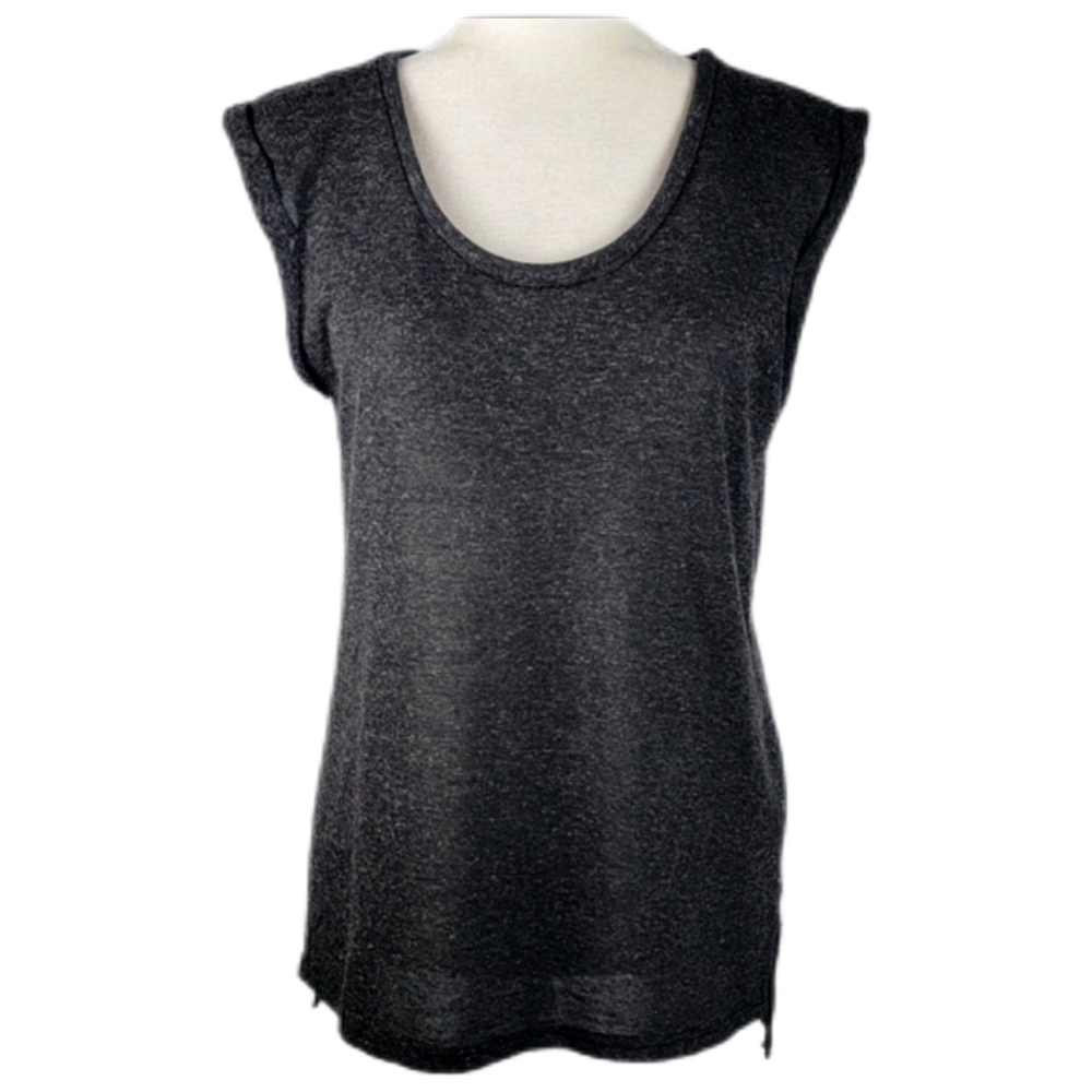 Lily White dark gray linen sleeveless top large